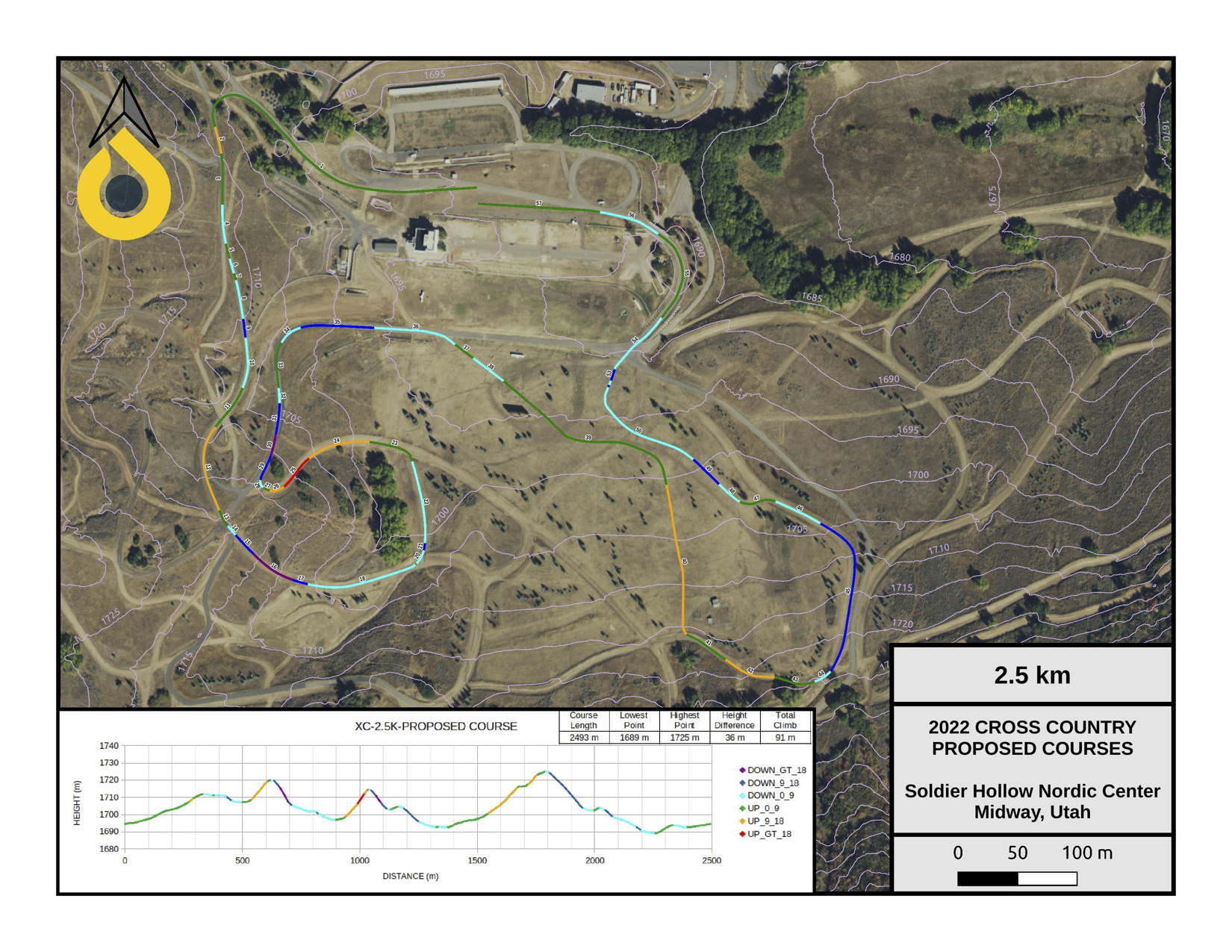 2022 NCAA 2.5k skiing course map